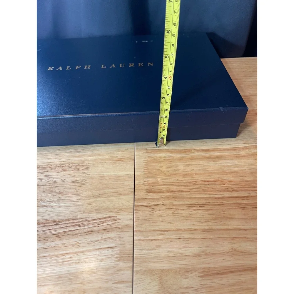 Ralph Lauren Navy Blue Gold Lettering Large Gift Box with Tissue Paper 16x10x2.5